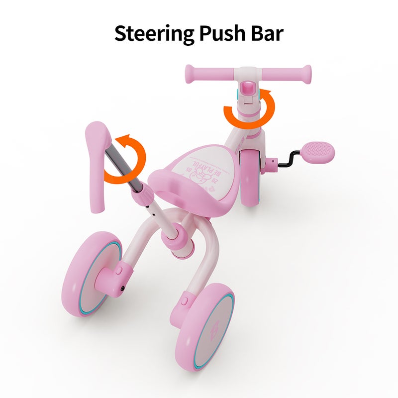 B.Duck - 4-in-1 Kids Bike: Balance, Sliding, Push & Tricycle Modes, Adjustable Seat & Handlebar, Indoor/Outdoor, Pink, 3-6 Y - Image 4